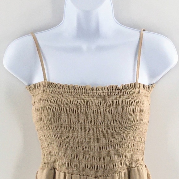 House of Harlow Linen Blend Jumpsuit Brown Sleeveless Cropped Smocked Top Sz XS - Picture 4 of 11